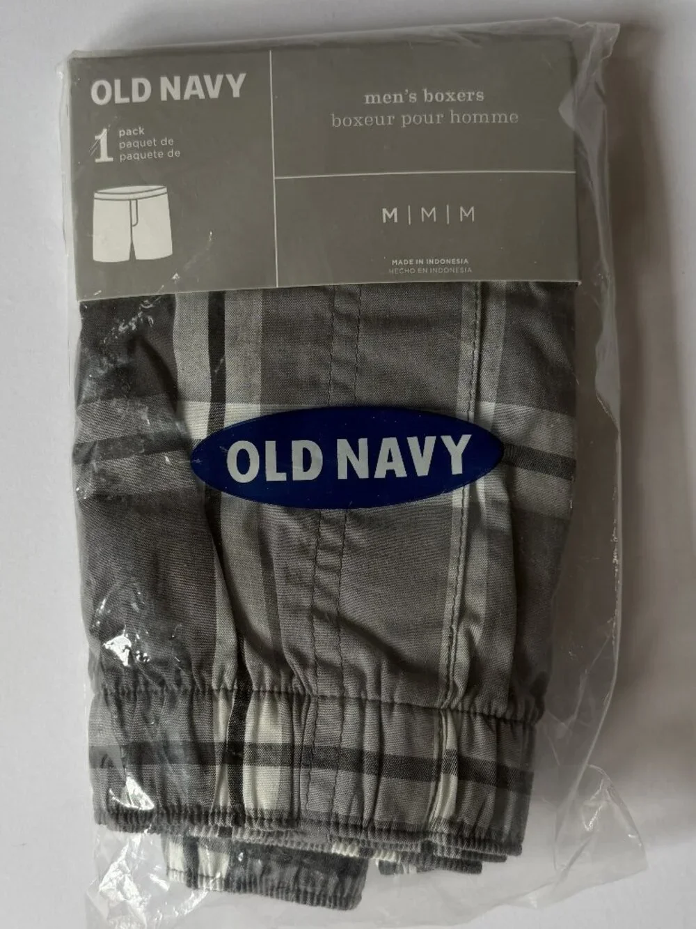 OLD NAVY Bundle 6-Piece Men's M Boxers 100% COTTON Woven Blue & Grey Plaids NEW